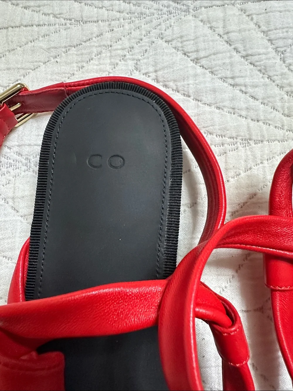 CO Red Leather Strappy Flat Sandals Made in Italy EU 38 US 7.5–8